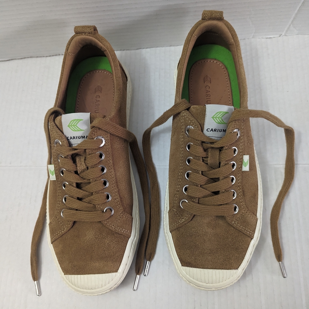 CARIUMA Women's Low Suede Sneakers Camel Brown Shoe Size 9.5 US - Picture 2 of 12